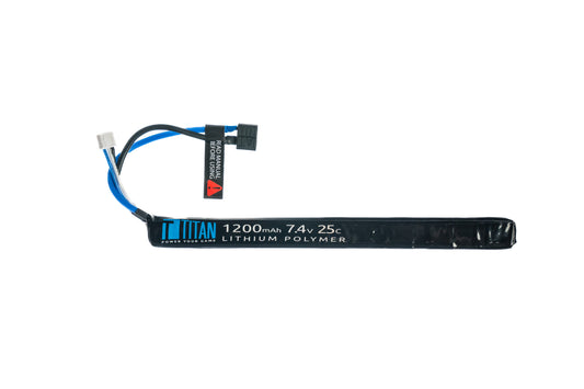 Titan LiPo 1200mAh 7.4v 25C AK Style Stick T-Plug (Deans)